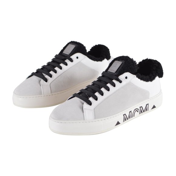 MCM Women's Shearling Contrast Logo Sneakers Shoes - Picture 2 of 9